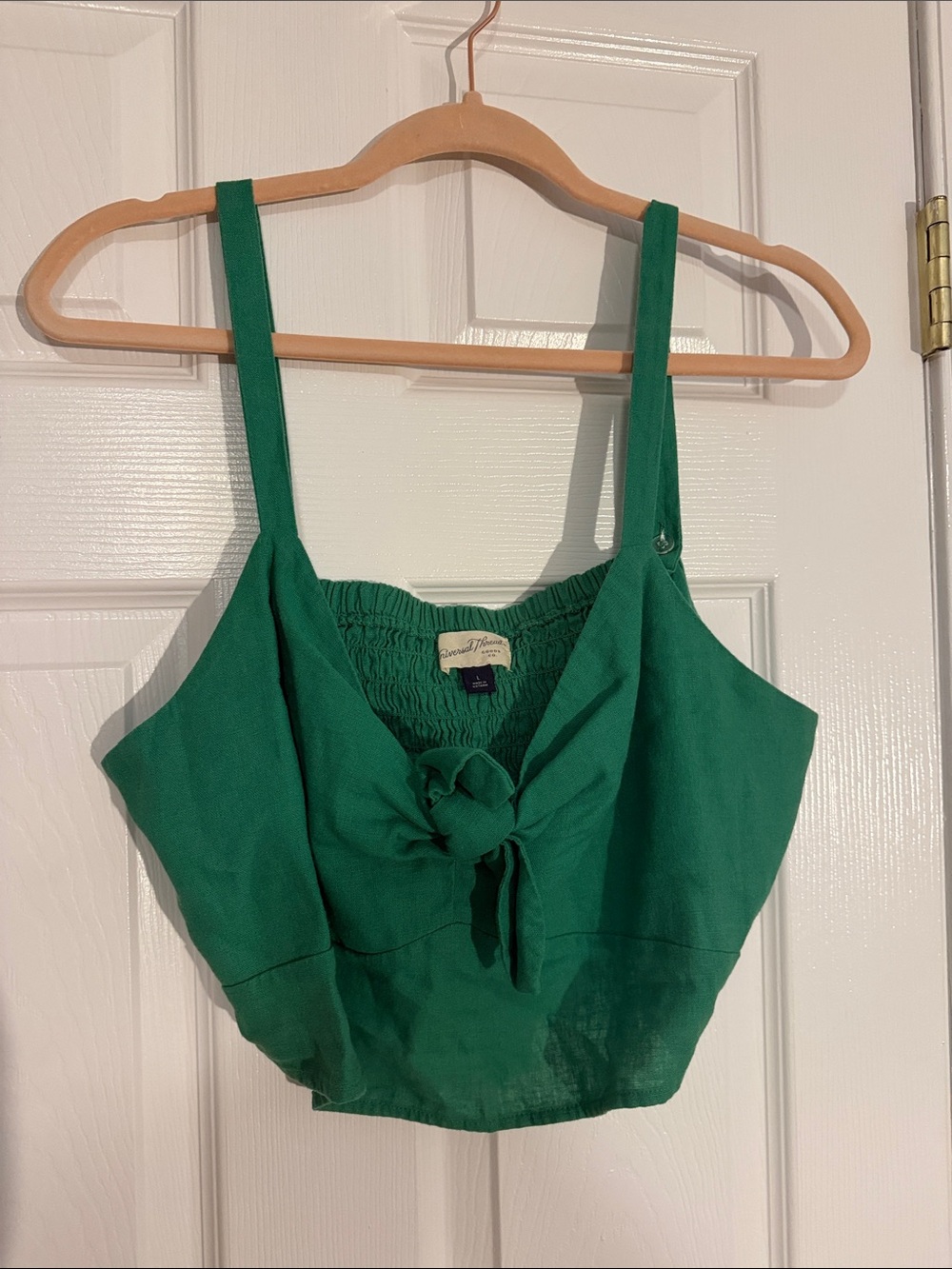 Universal Thread Emerald Green Tie-Front Crop Top